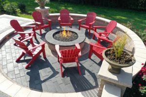 firepit in paved patio