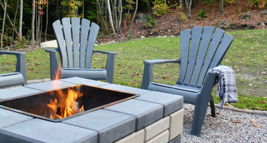 Firepit with Fire Burning Wood