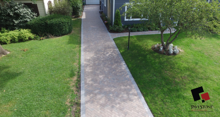 Pavestone driveway job aerial view